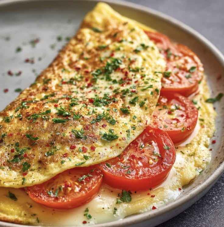 Omelette oignons tomate